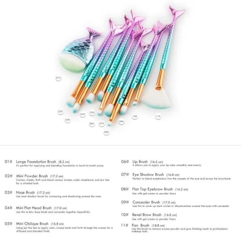 11 шт. набор кистей для макияжа|Аппликатор теней век| |