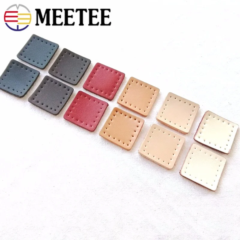 Meetee 5 пар 2,8*2,8 см Натуральная Кожа Квадратная молния хвост украшение на руку DIY багажные кожаные части молния декоративный хвост кусок