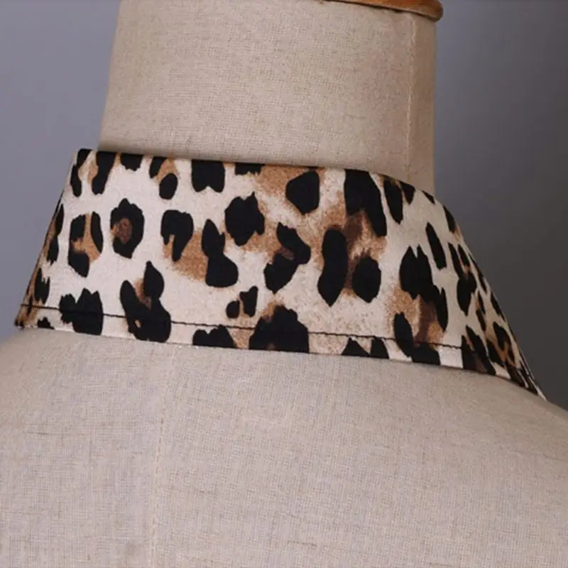 Fashion Leopard Print Collar Shirt Fake Tie Detachable False Lapel Blouse Top Women Clothes Accessories |