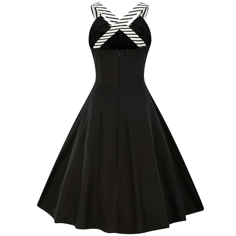 Плюс размер 4XL Хепберн Стиль матросский воротник в полоску принт летнее платье