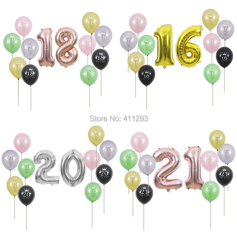 Шары с цифрами на день рождения для девочек розовые черные золотые праздничные