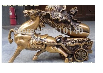 Тибетского Буддизма бронза лошадь Китайская капуста статуя 18 см 2.5 КГ Изысканные
