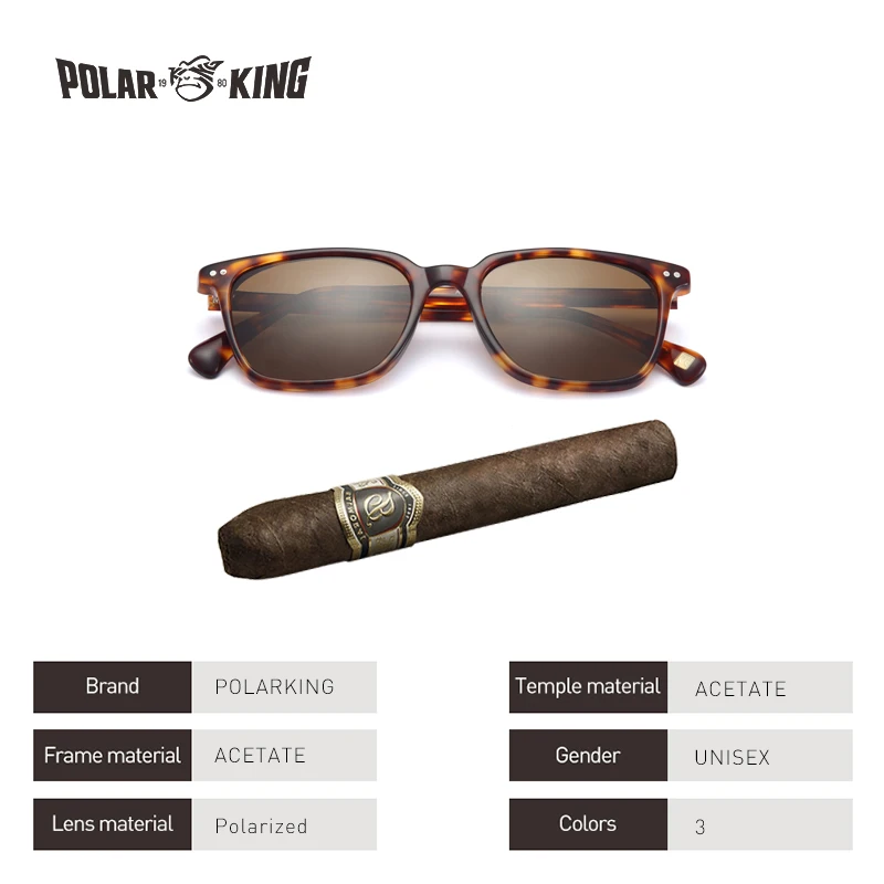 POLARKING Марка Classic Square Поляризованные Солнцезащитные Очки Для Мужчин Путешествия óculos Унисекс Ацетат Солнцезащитные Очки Для Вождения Рыбалка Очки
