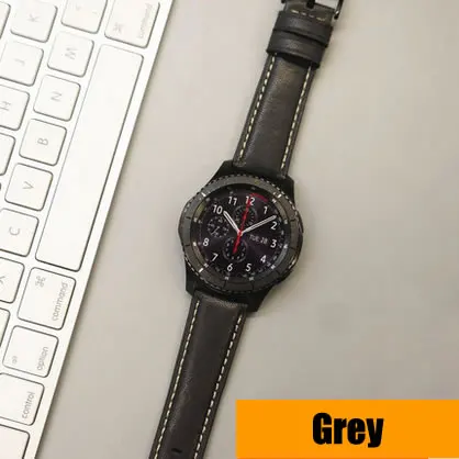 Кожаный ремешок для часов 22 мм для samsung Galaxy Watch 46mm Шестерни S3 наручный ремешок для часов классический ремешок для часов для huawei GT часы Amazfit 2 - Цвет ремешка: Gray
