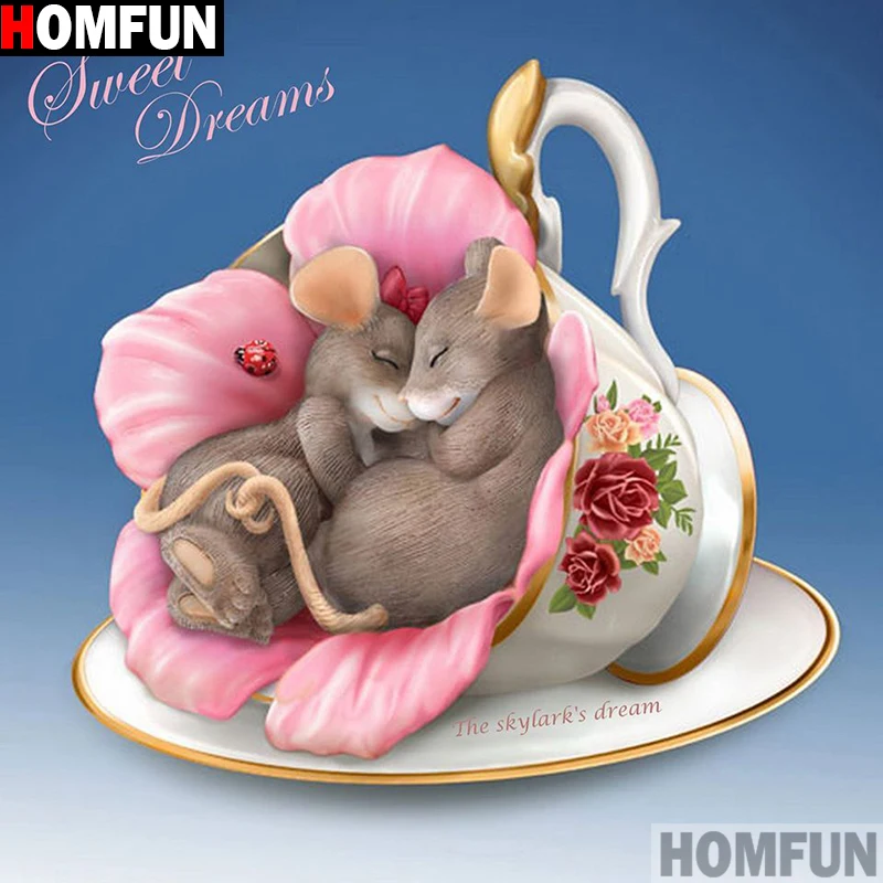 Набор для алмазной вышивки HOMFUN A13112 алмазная живопись мышь на чашке полное