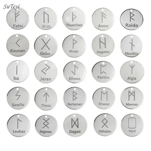 Рунические буквы SUTEYI, ювелирные изделия ручной работы из нержавеющей стали с круглой перфорацией