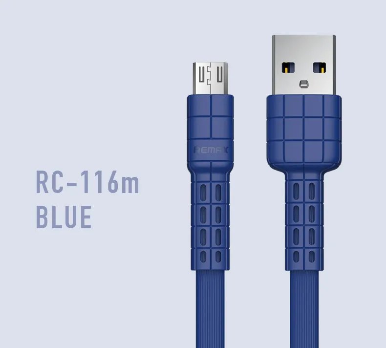 Remax micro usb data sync кабель 5 V 2.4A зарядки для Xiaomi Redmi Note 4x samsung Android шнур usb зарядное устройство для мобильного телефона - Цвет: Синий