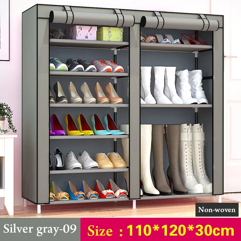 09 silver gray 43,3-дюймовый 7-слойная 9-Сетка Нетканые ткани большой обувной стеллаж Органайзер съемный обувной склад для домашней мебели шкаф для обуви - Цвет: 09 silver gray