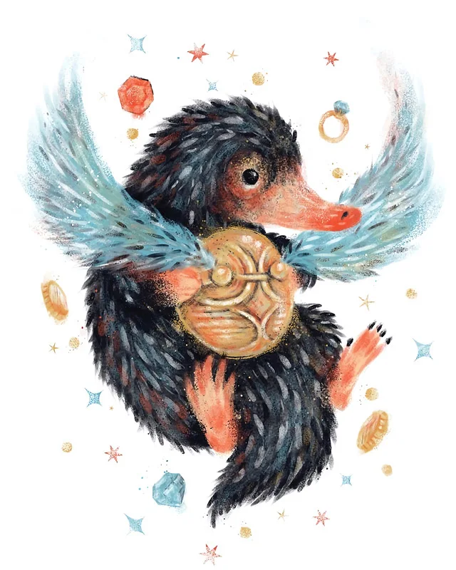 Niffler акварельный художественный плакат картина Фантастические звери Животные Печать на холсте картина для Детская комната для мальчиков Декор стены Искусство без рамки - Цвет: CL1004