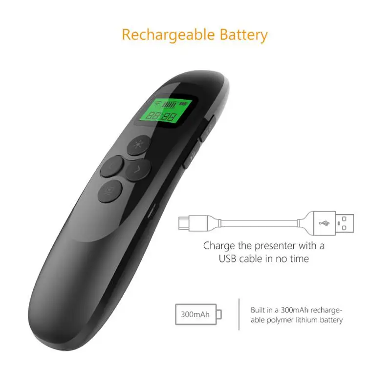 2.4GHz Wireless USB Point PPT Remote Control Presenter Laser flip pen Rechargeable Presentation with LCD Display | Электроника