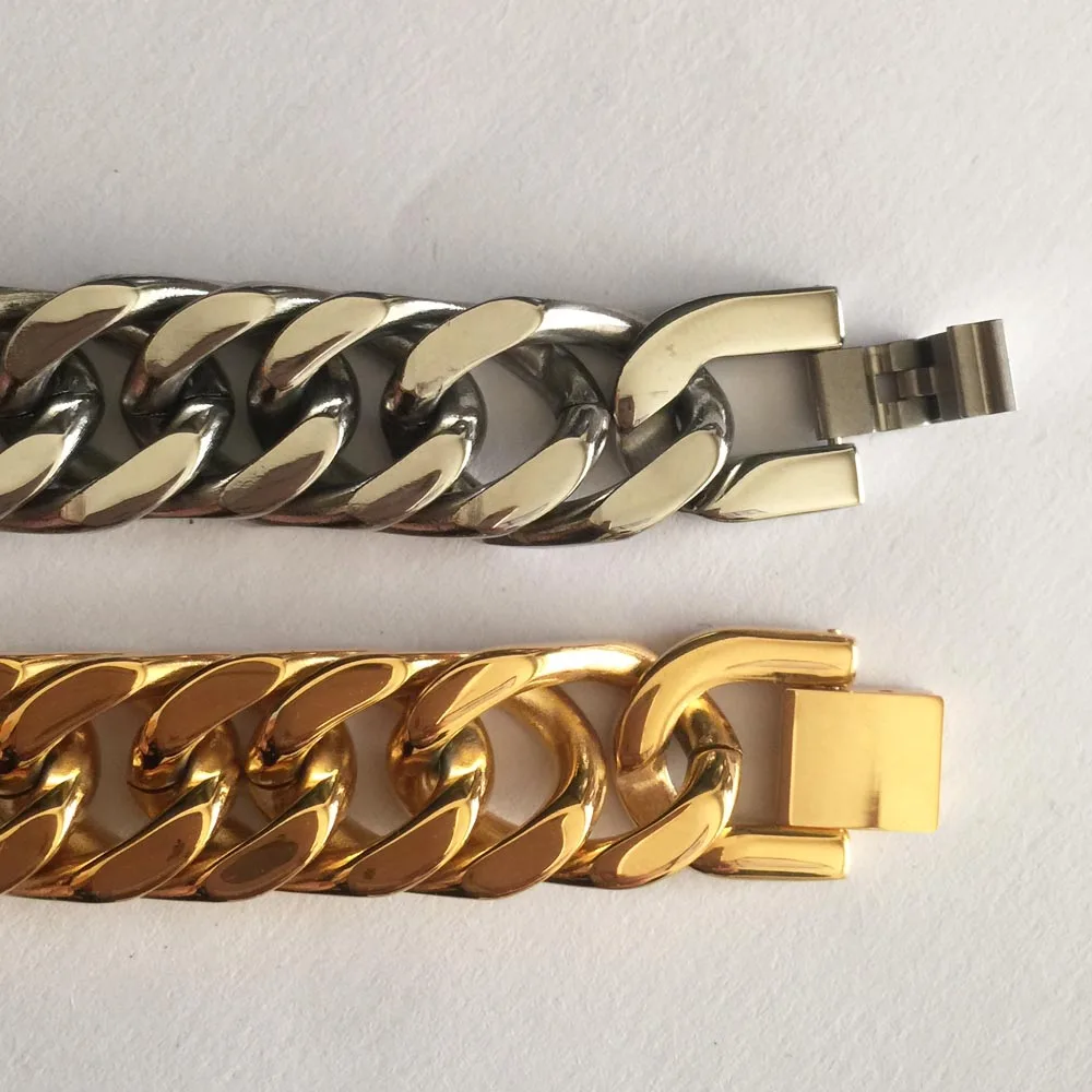 Браслет-цепочка мужской из нержавеющей стали 15 мм 23 хип-хоп байкер кубинский