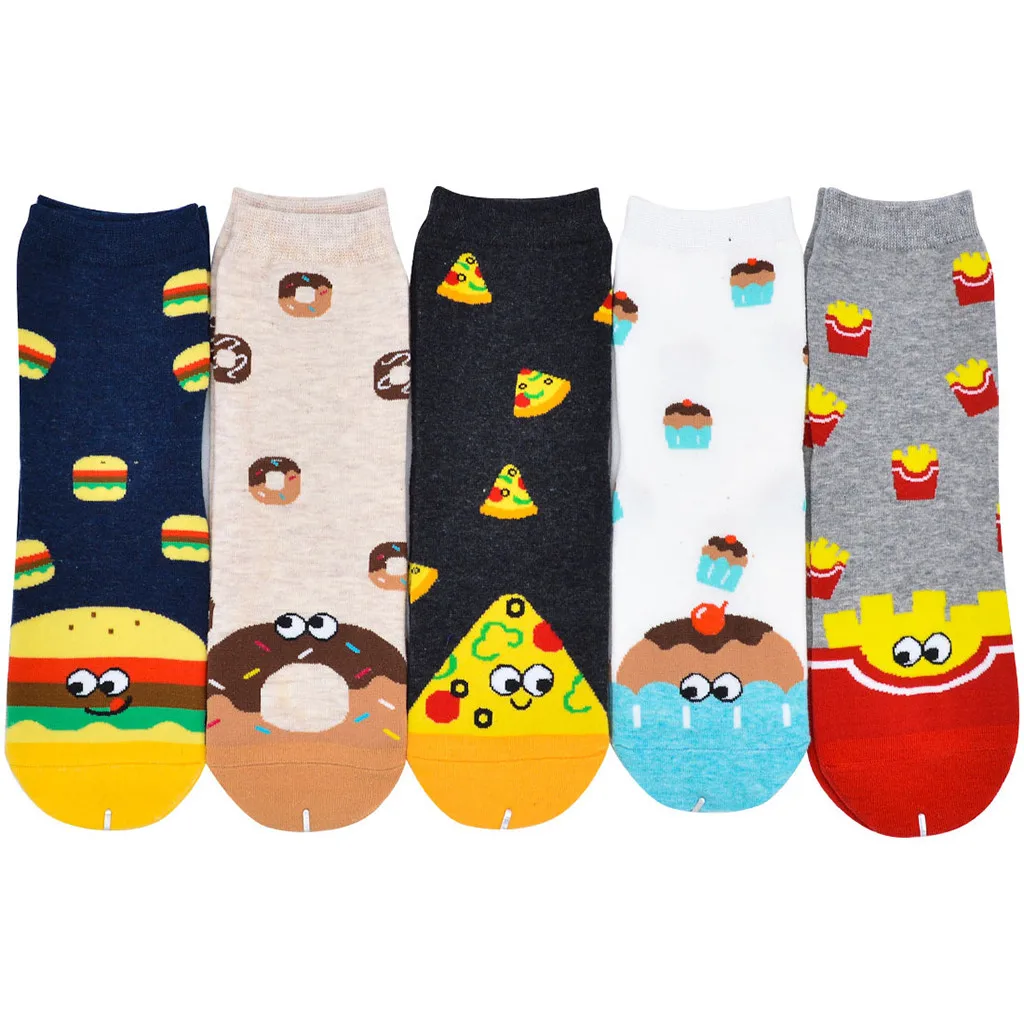 1 Pairs Women Cute Cartoon Printing Pattern Ladies Socks Tube Girls Comfort Causal Cotton Socks calcetines mujer divertido