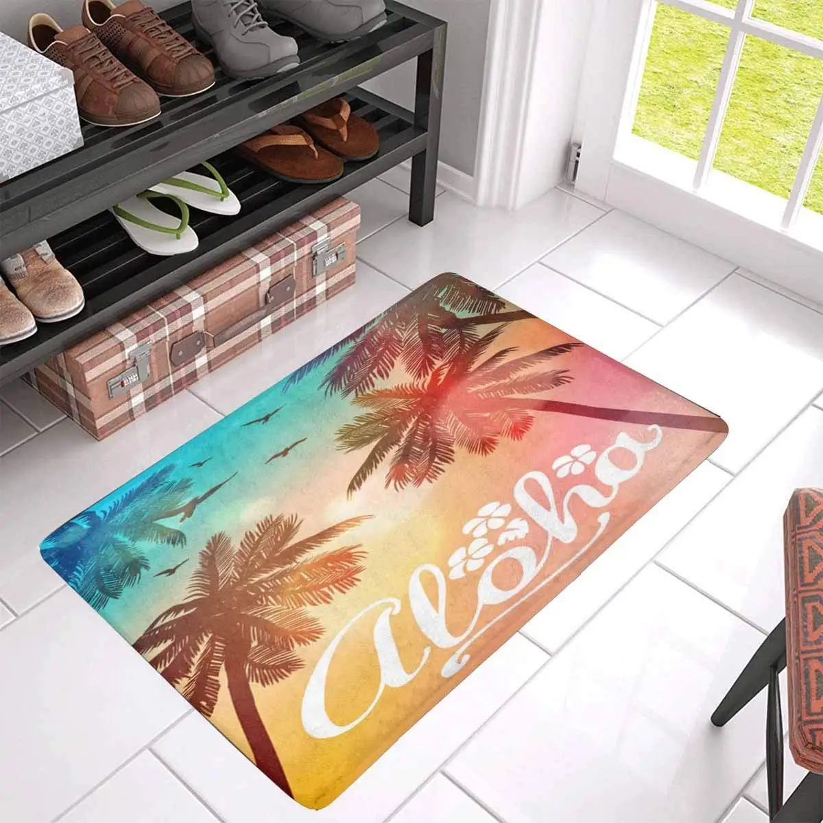 Летний Пляжный Придверный коврик Aloha Большой 30X18 дюймов нескользящий передний у