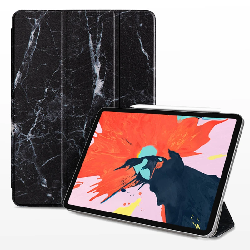Чехол с мраморной текстурой для iPad Pro 11, ультра тонкий смарт-чехол с подставкой и откидной крышкой для iPad Pro 12,9, с функцией автоматического сна/пробуждения, чехол+ ручка