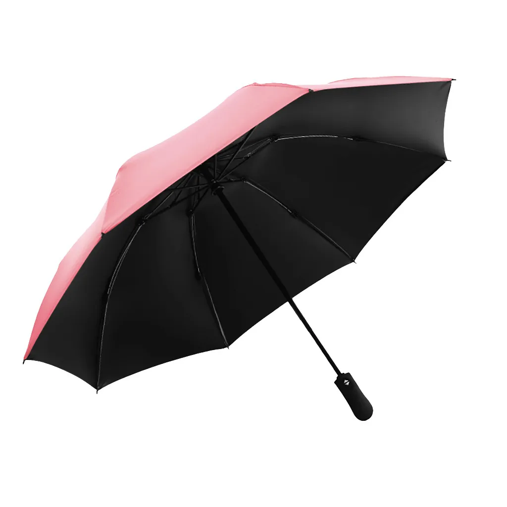 Pink Ветрозащитный УФ-защита перевернутый зонтик обратный складной зонтик обновление анти-ветер толстый деловой Зонт три сложения 11 июня - Цвет: Pink