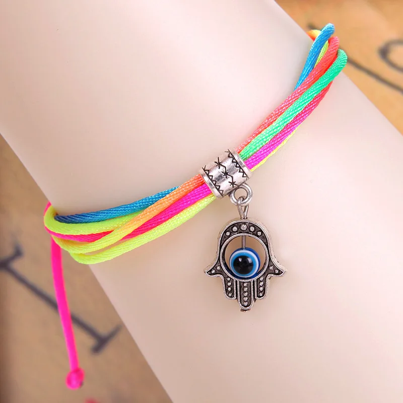 2017 New Thin Multicolor Thread Evil Eye Charms Bracelet String Rope Braided Bangles For Women Men Adjustable Length | Украшения и