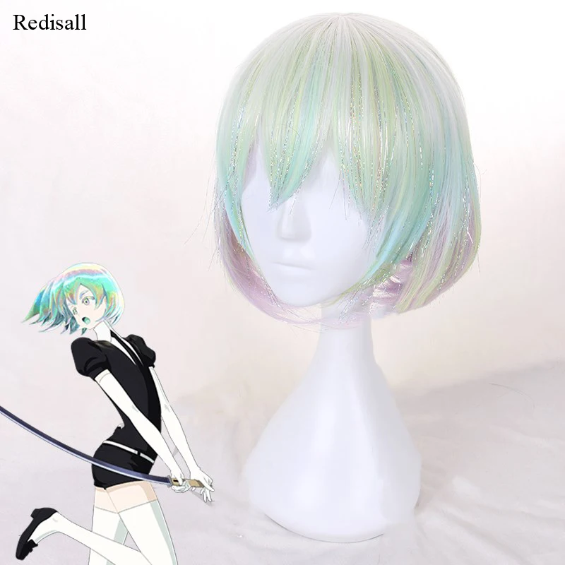 Хэллоуин косплей Houseki no Kuni Алмазный синтетический парик Земля из блестящей
