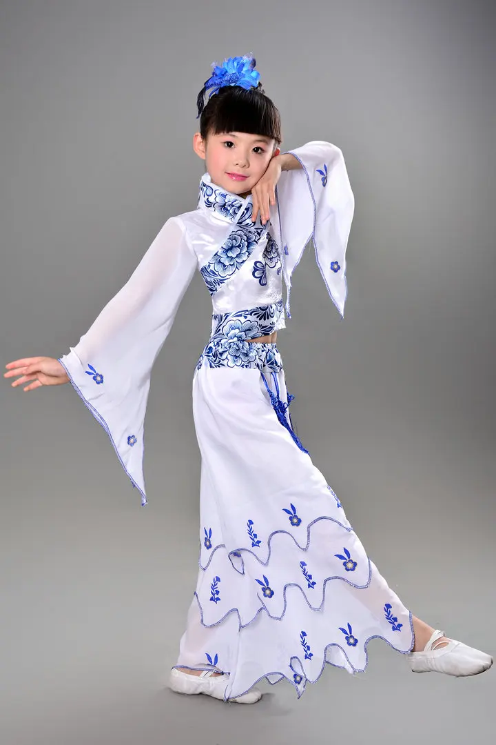 

Children Classical Dance Costume Clothing Porcelain National Dance Clothing Show Yangko Dance Wear for Child
