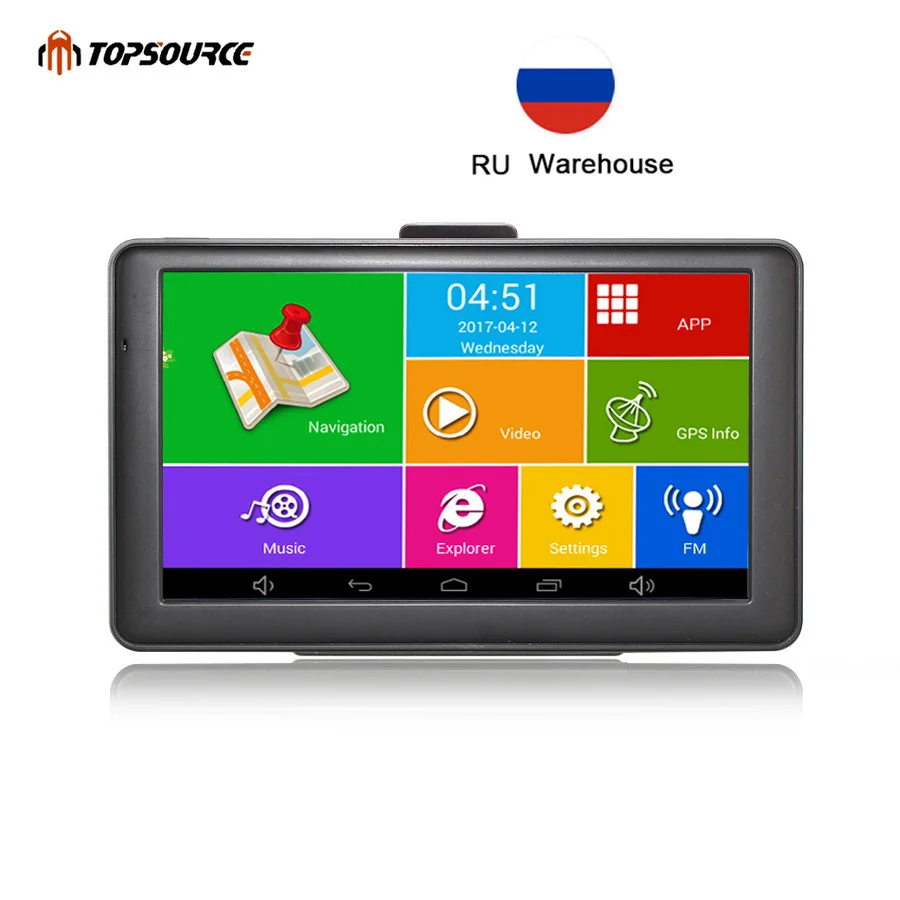 Автомобильный GPS навигатор TOPSOURCE 7 дюймов Android емкостный экран 8 ГБ 800 МГц