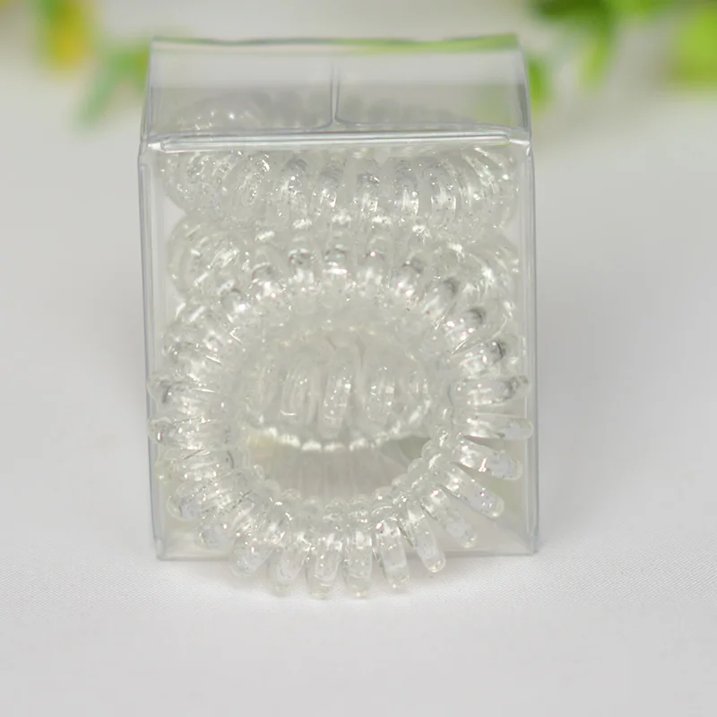 Телефонный провод спиральный непрозрачный резинки для волос в прозрачных цветах эластичные ленты девочек-аксессуары.