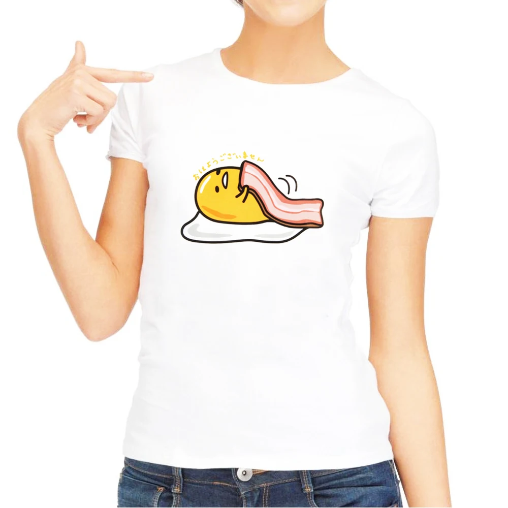 Забавная Милая футболка Gudetama Lazy Egg Yolk с принтом женская 2018 летняя модная японским