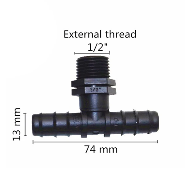 Black DN16 DN20 1/2 дюйма 3/4 дюйма Мужская резьба Колючая Тройник соединители садовый водяной шланг разветвители капельного орошения соединительные инструменты 5 шт - Цвет: Black