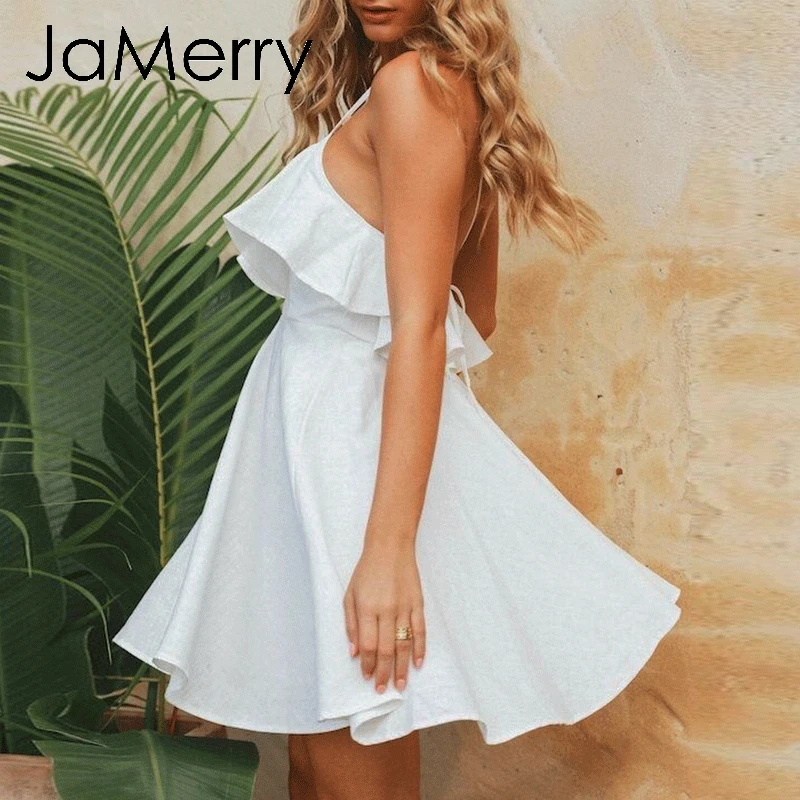 JaMerry винтажное сексуальное однотонное элегантное женское летнее платье