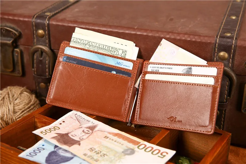 KUDIAN BEAR кожаный мужской кошелек с зажимом для денег мужской Тал зажим Rfid Тонкий зажим минималистичный кошелек carteras Minimalista-BID196 PM49