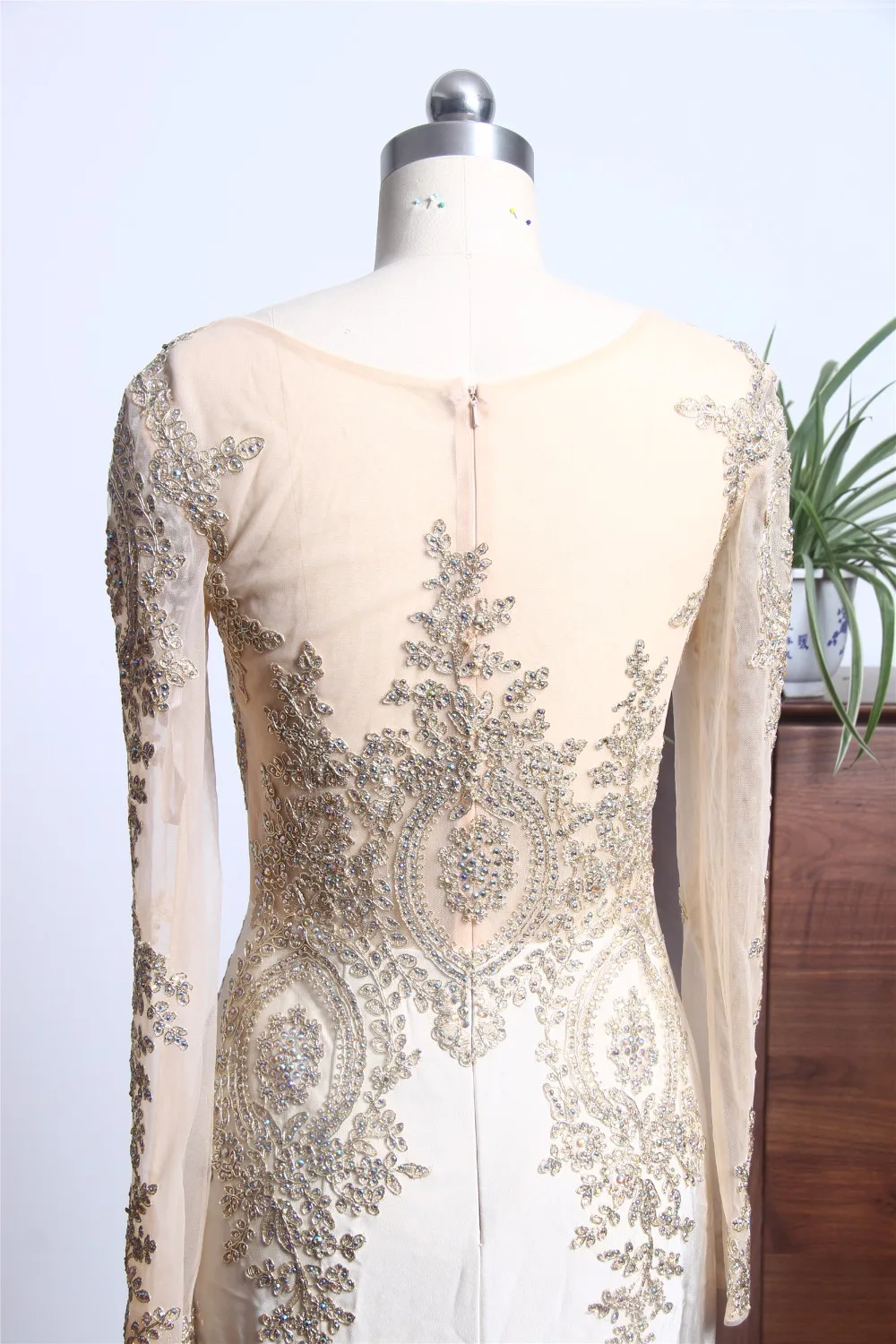 2018 Newest Arabic Long Evening Dresses Sheer Sleeve Lace Appliqued Mermaid Prom Party Gowns | Свадьбы и торжества