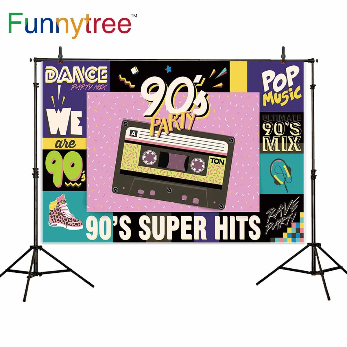 

Funnytree вечерние ничный фон для фотосъемки винтажный Магнитный ленточный фон для поп-музыки праздничный фон для фотосъемки