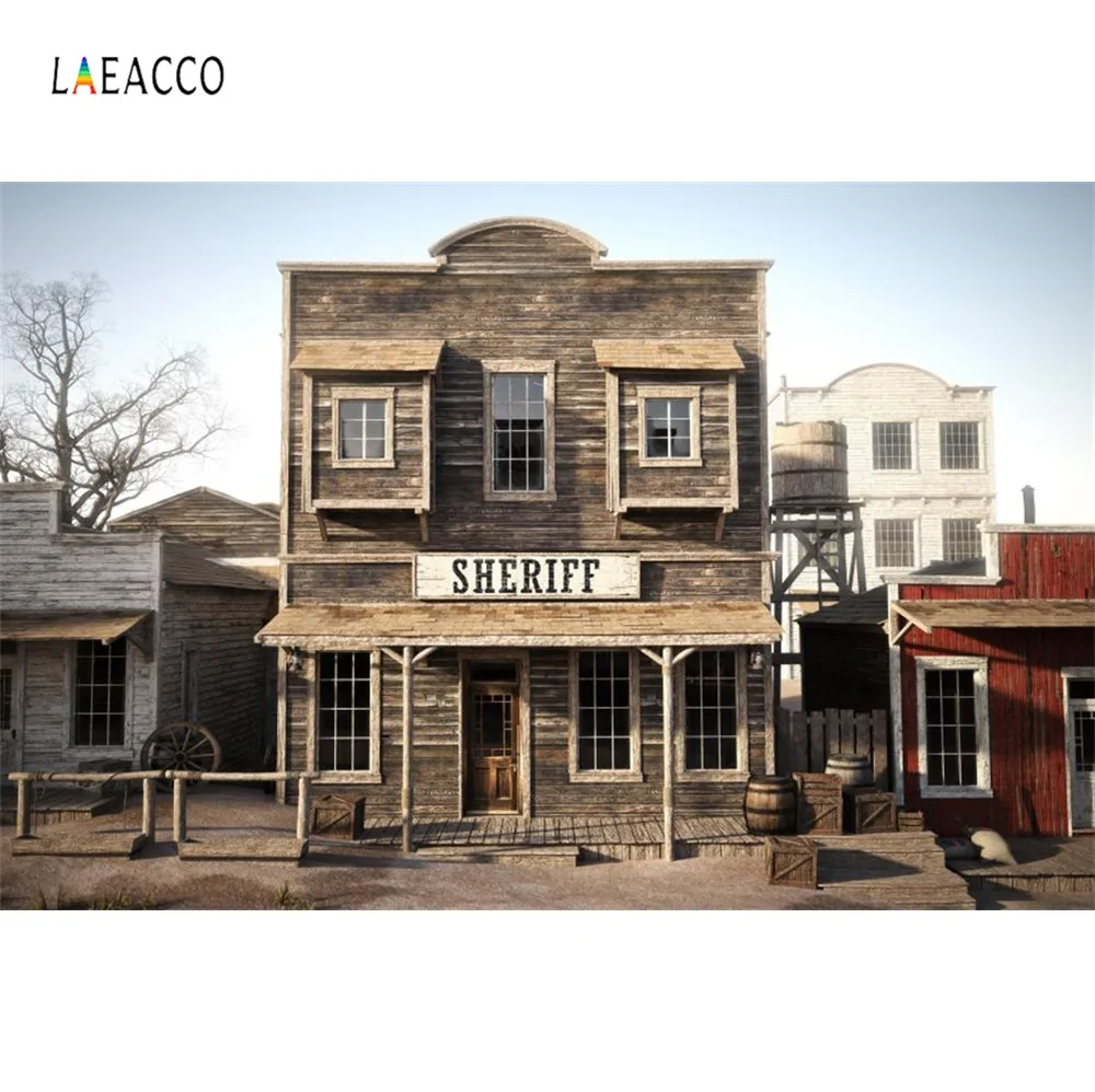 Фотофоны Laeacco для фотостудии старый деревянный дом западный ковбой США уличный