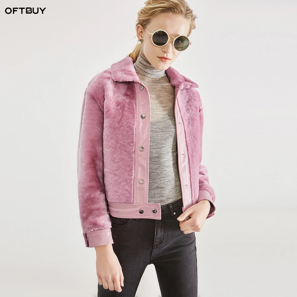 OFTBUY/2021 модная роскошная женская куртка на весну и зиму бомбер из натурального