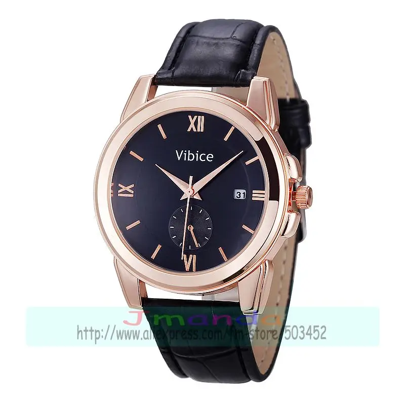 Часы VIBICE для мужчин повседневные часы из 3659 кожи с календарем кварцевые деловые