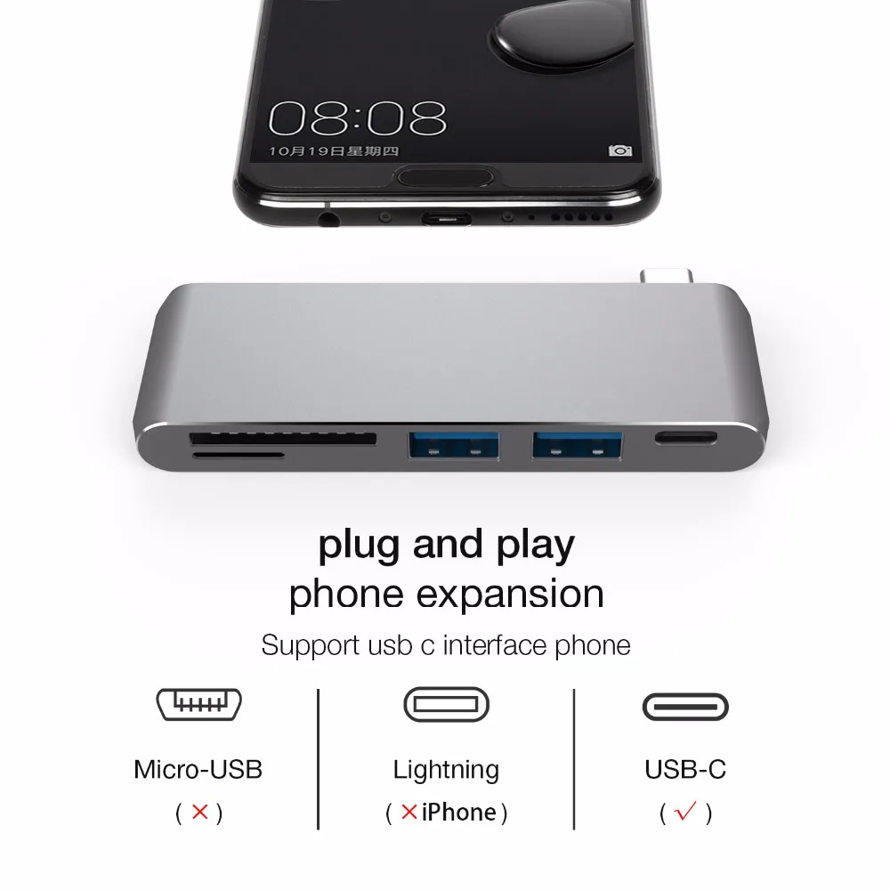 Jckel USB C 3 1 док станция адаптер Thunderbolt с 0 SD TF кардридер Тип PD порт для зарядки комбо
