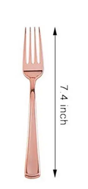 Rose Gold Fork 12 компл/36 шт. одноразовые Пластик столовые приборы розовое с золотым ножом вилка ложка Western десерт столовые приборы для свадьбы Baby Shower День рождения - Цвет: Rose Gold Fork