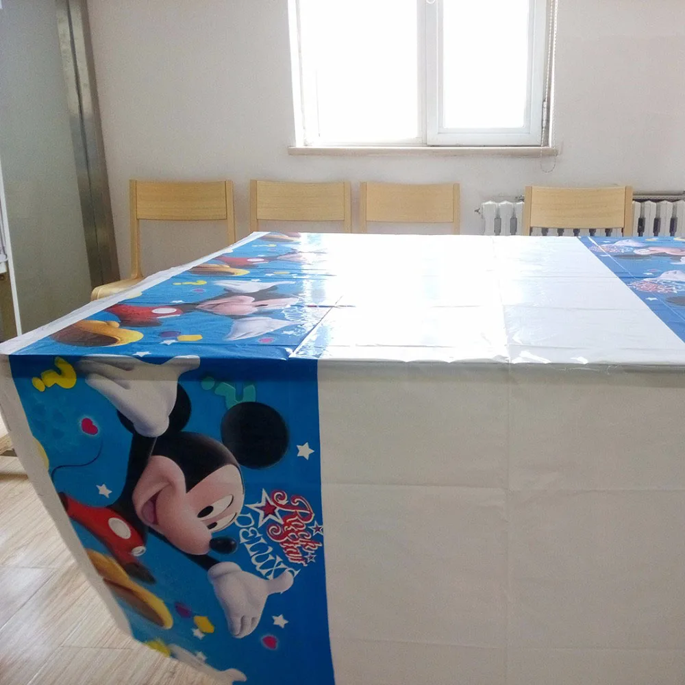 tablecloth Микки Маус День рождения украшения детские одноразовые скатерти чашки тарелки баннеры принадлежности для детского душа посуда вечерние мероприятия - Цвет: tablecloth
