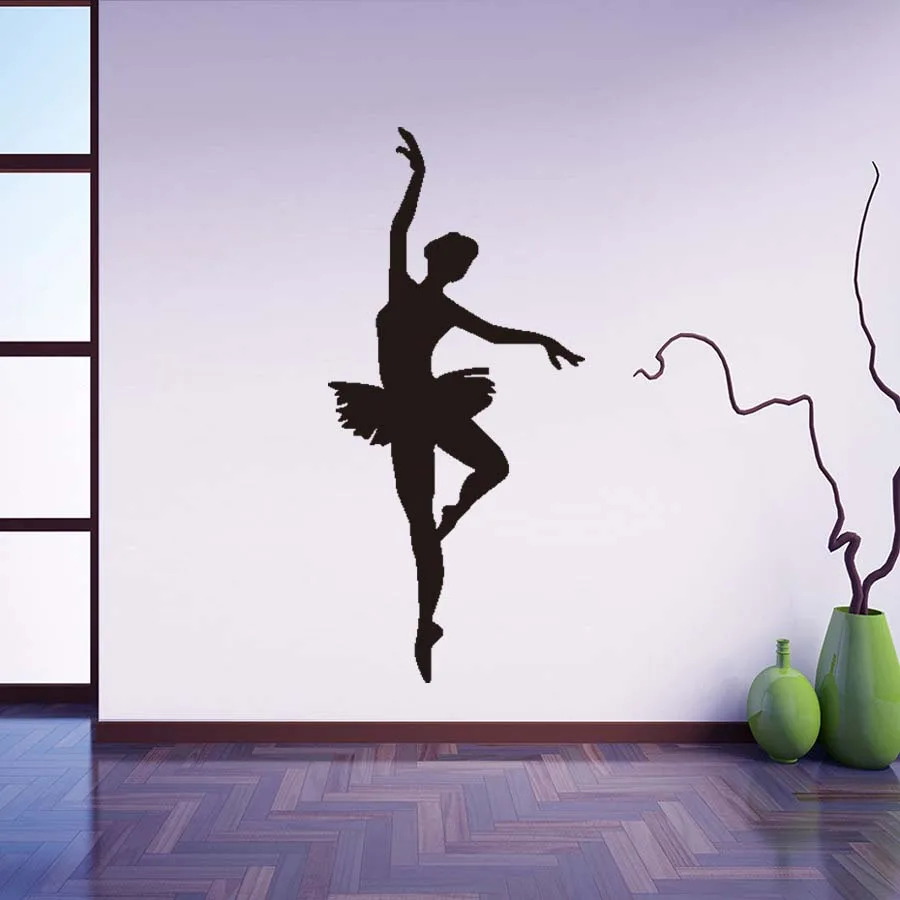 Балета Танцы девушка Wall Art настенные наклейки виниловые на стены Стикеры для девочек Спальня Современный домашний декор съемные обои Водонепроницаемый