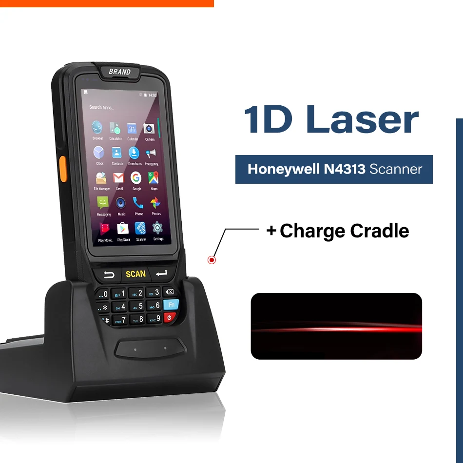 Android 7,0 PDA pos-портативный терминал с поддержкой gps GPRS Wifi Bluetooth 4G Мобильный 1D 2D считыватель штрих-кодов qr-кодов для планшетных ПК камеры - Цвет: 1D HoneyN4313 Cradle