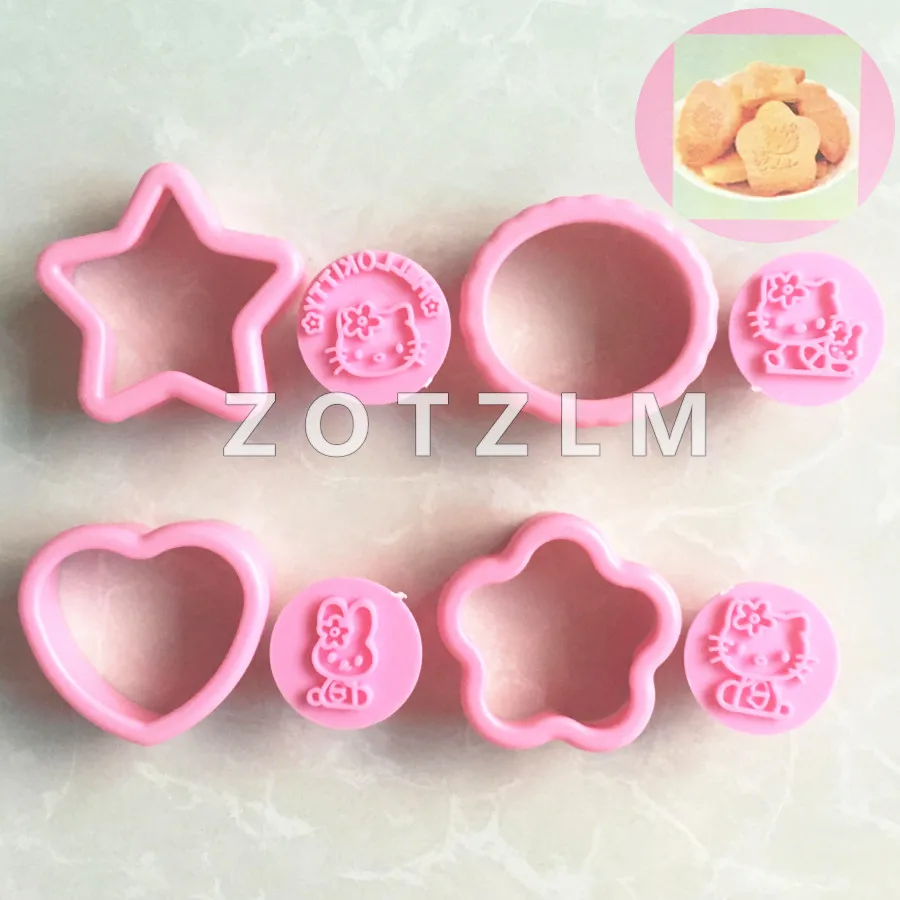 4 шт./компл. мультфильм форма пластиковые формы для печенья кошка шаблон