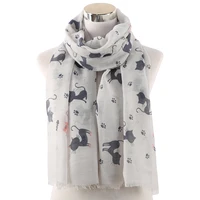 winfox animal print soft long scarfs shawls for women ladies kawaii cat paw fish scarf grey pink female stole