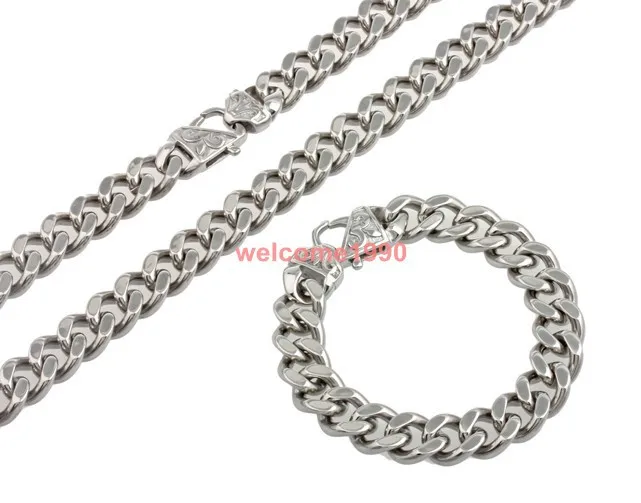 Комплект из кубинской цепи и браслета 15 мм|steel baton|necklace rhinestonenecklace ball |