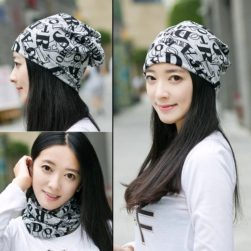 Женская вязаная шапка шарф на осень и зиму Повседневная шапочка женские шапки