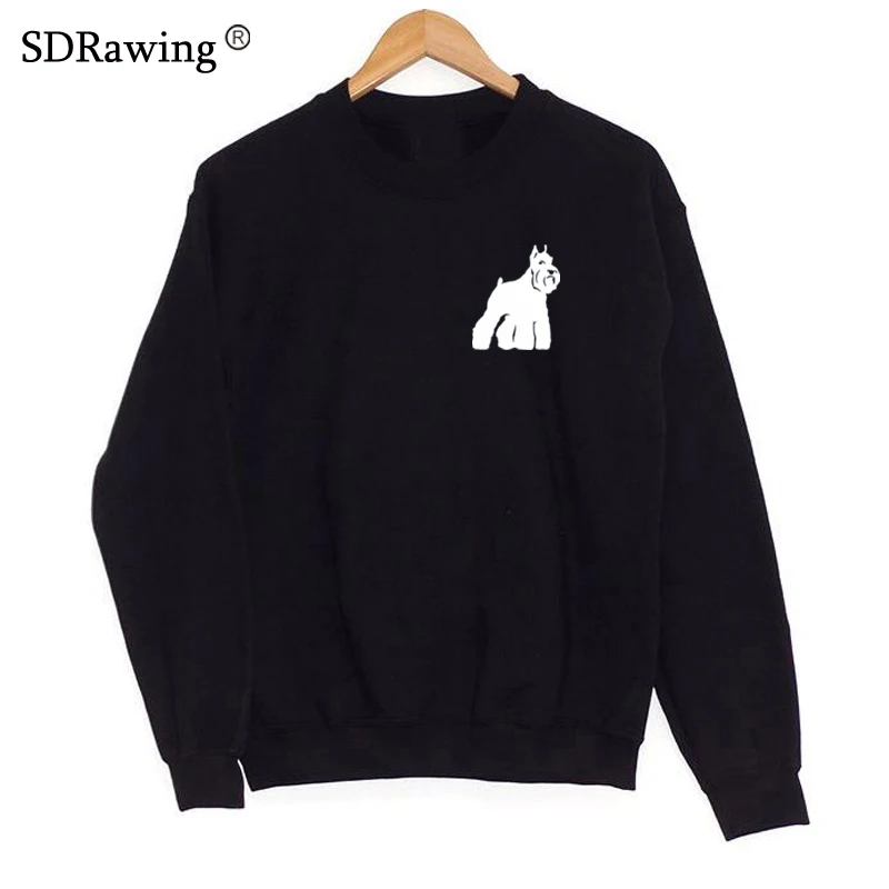 Funny cute Schnauzer print Sweatshirts for women dog lovers girlfriend Graphic casual Female Tops drop ship Женская одежда