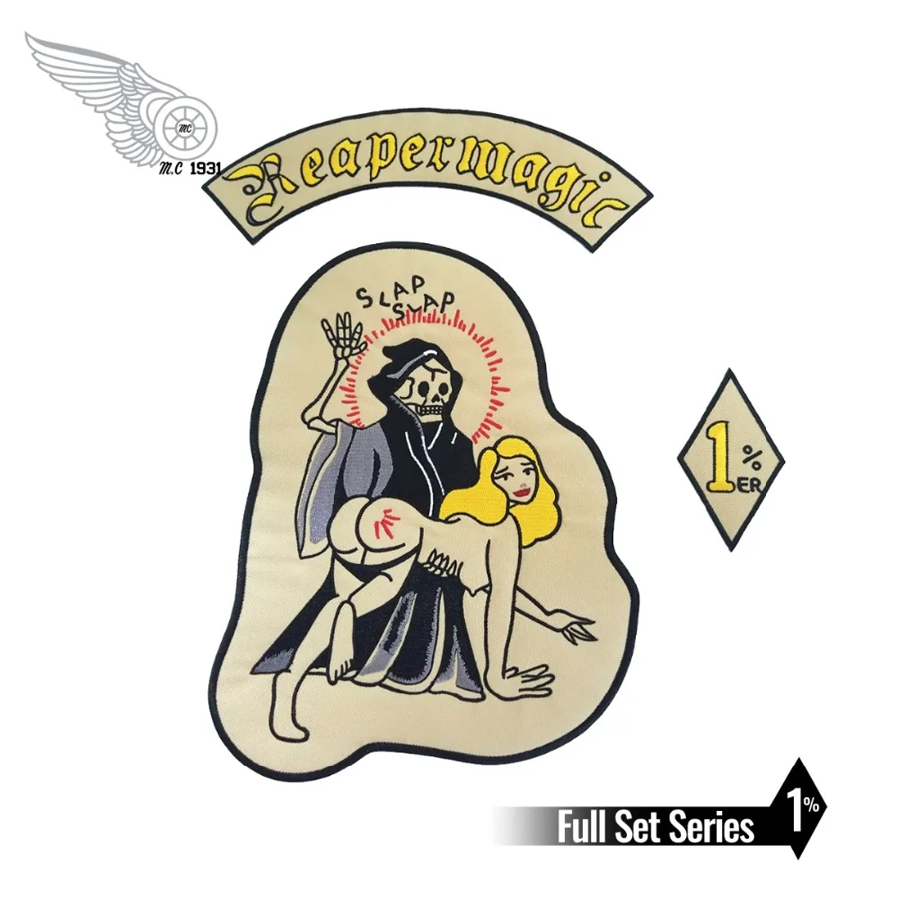 REAPERMAGIC 1% MC нашивка для утюга мотоциклетный Байкерский большой полноразмерный