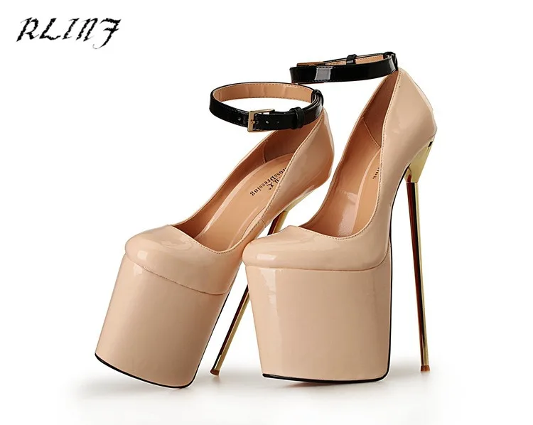 RLINF/женские туфли лодочки на шпильках черные высоком каблуке 22 см