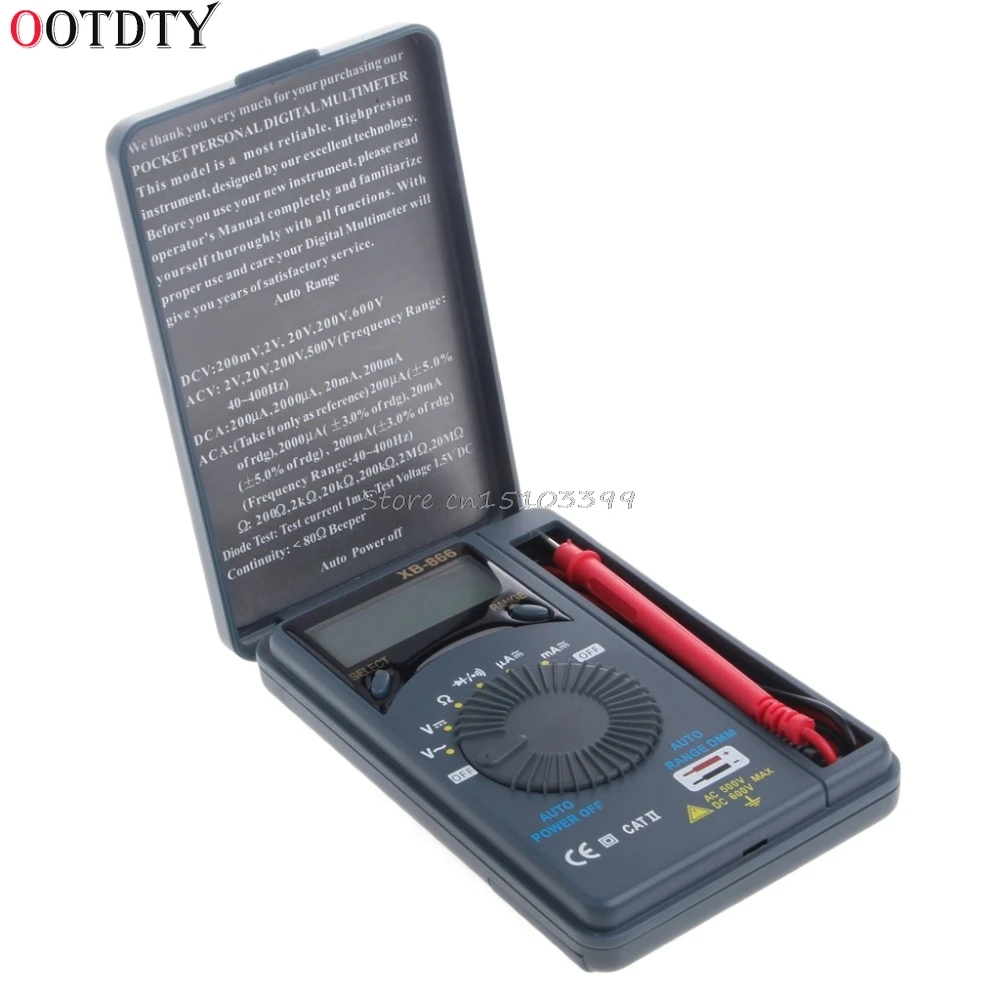 OOTDTY XB866 Мини Авто Диапазон ЖК-дисплей вольтметр Тесты er инструмент AC/DC карманный