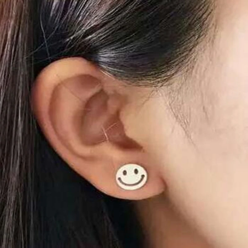 1 пара женские серьги гвоздики с изображением улыбки|stud earrings|stud earrings for womencute stud |