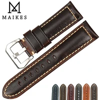 maikes handmade retro watchband vintage oil wax leather watch strap 20mm 22mm 24mm 26mm watch accessories watch band for panerai