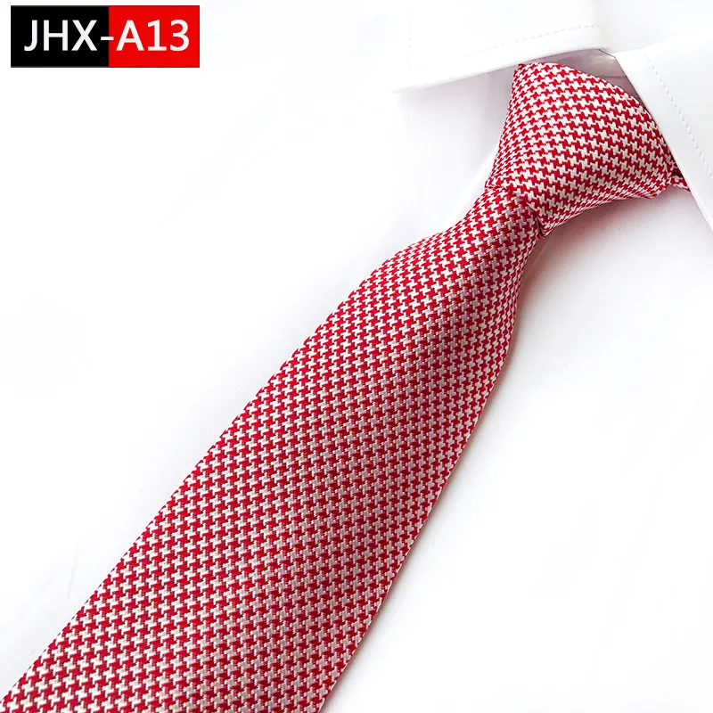 JHX-A13 Красный геометрический Классический шелковый галстук жаккардовые галстуки для мужчин формальные деловые галстуки для свадебной вечеринки ширина 8 см - Цвет: JHX-A13