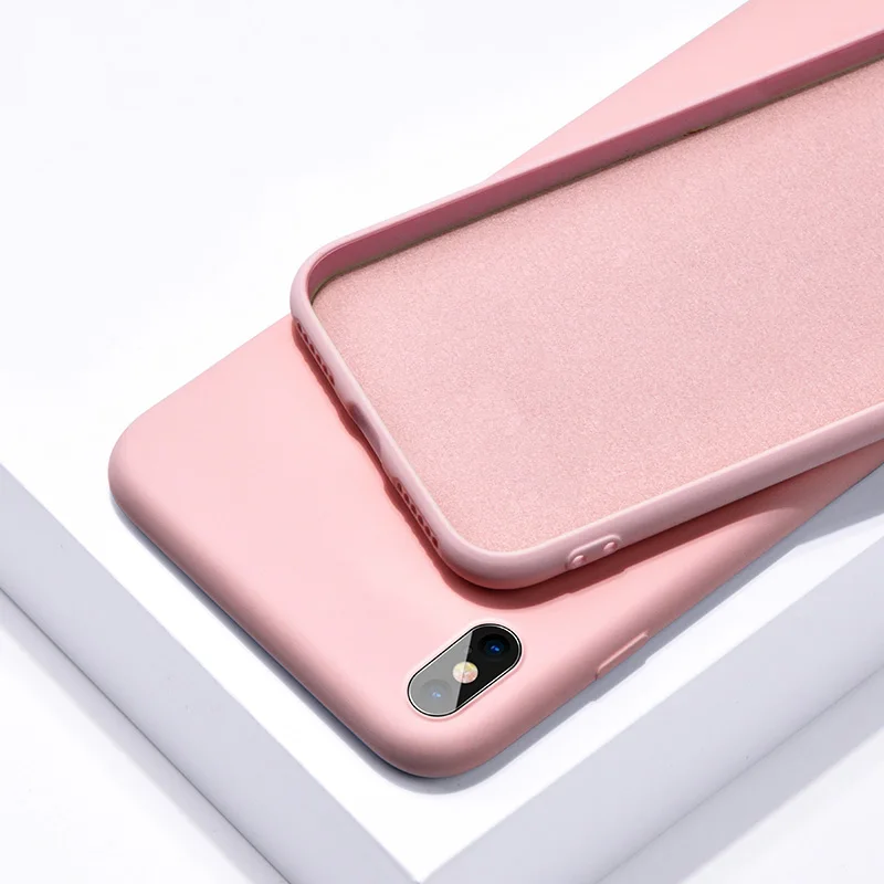Розовый Moskado, тонкий мягкий чехол для iPhone 11, 6, 6 S, 7, 8 Plus, X, XS, Max, XR, жидкий силиконовый чехол, однотонный, карамельный цвет, задняя крышка для телефона, чехол - Цвет: Розовый